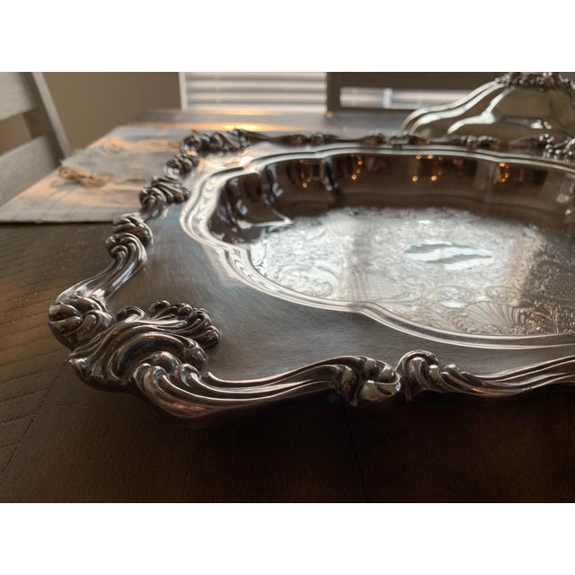 Vintage Large W&S Blackinton Chased Scroll & Drape Silverplate Entree Serving Dish For Sale In Lexington, KY - Image 6 of 13