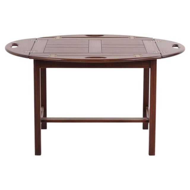Butler Coffee Table in Polished Mahogany with Brass Fittings, 1940s For Sale - Image 11 of 11