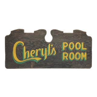Circa 1950s Cheryl's Pool Room Sign For Sale