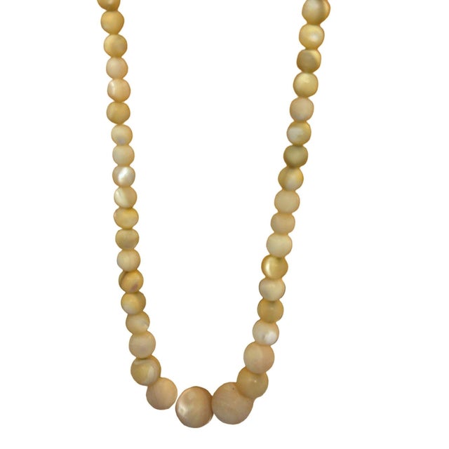Burmese Hand Shapped Yellow Jade Round Necklace on Silk Cord For Sale - Image 4 of 6