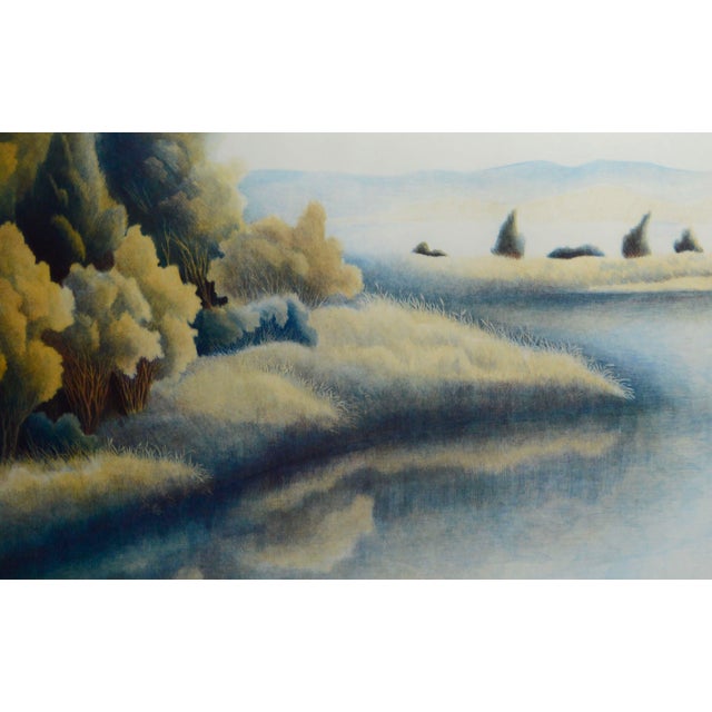 Photorealism 1990s "Haven III" - Large Scale Lakeside Grassland Landscape Lithograph, 50/150 For Sale - Image 3 of 9