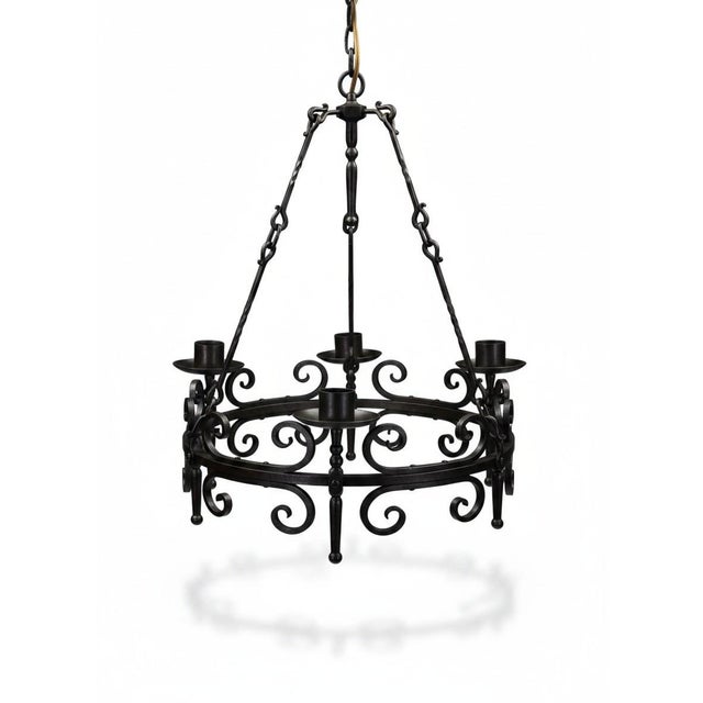19th Century Gothic Revival Hand-Forged Wrought Iron Corona Chandelier, 1880 For Sale - Image 18 of 18