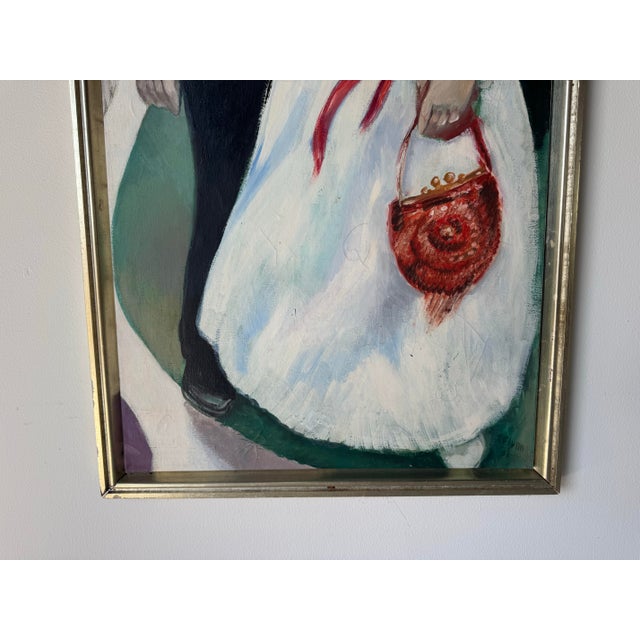 Wood 1961 J. Flynn Figurative Oil on Canvas Painting, Silver Frame For Sale - Image 7 of 12