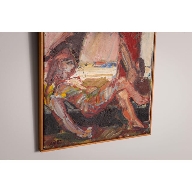 People Resting by a Tree, 1983, Oil on Canvas For Sale - Image 7 of 12