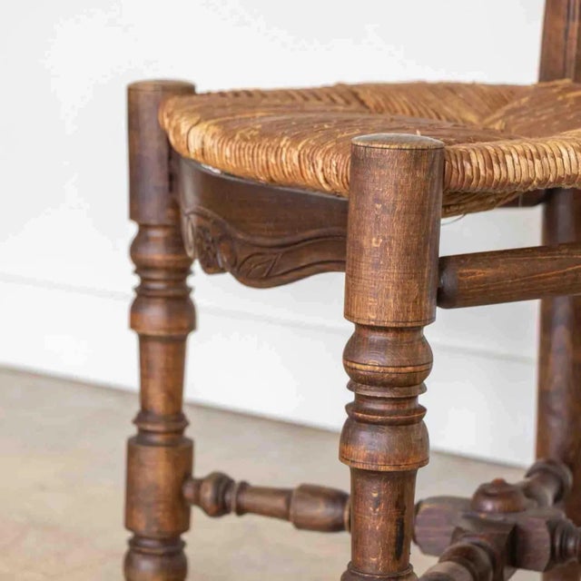 1940s French Carved Wood and Woven Chair For Sale - Image 9 of 12