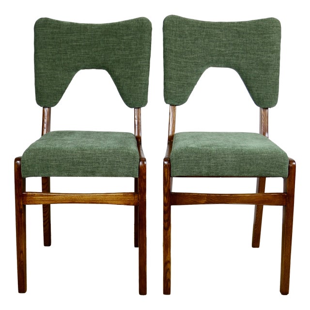 Vintage Olive Chairs by Rajmund Hałas, 1970s, Set of 2 For Sale