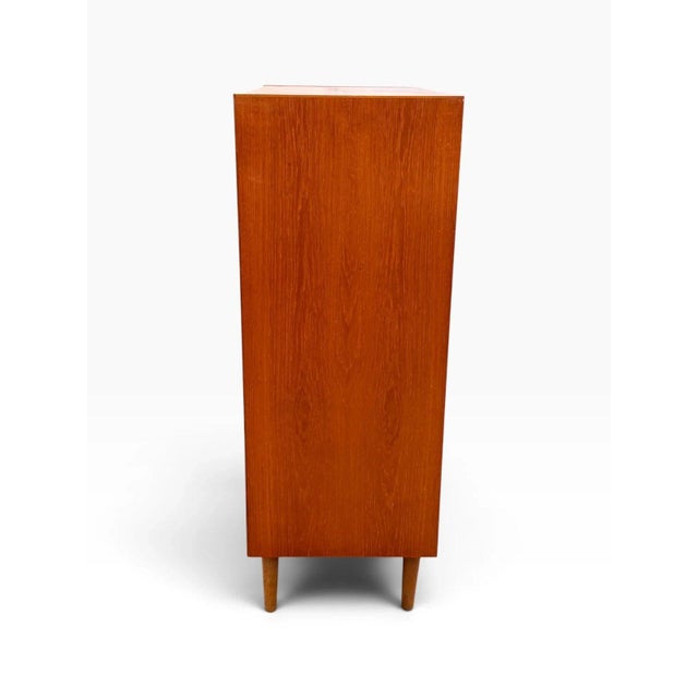 Mid-Century Danish Modern Teak Tallboy Dresser | Chest of Drawers With Carved Pulls For Sale - Image 15 of 15