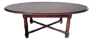 Jonathan Charles Country Farmhouse Collection Oval Parquet Cocktail Table, Drop-Down Ends