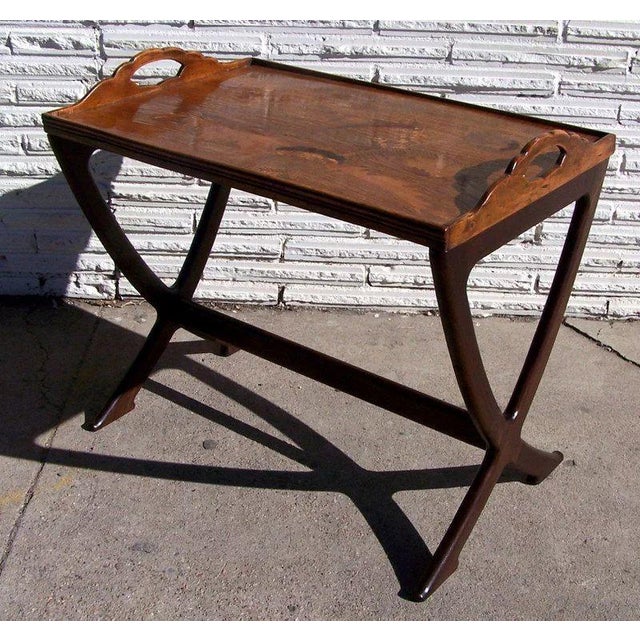 Wood Inlaid Tray by Galle Custom Stand Table For Sale - Image 7 of 7