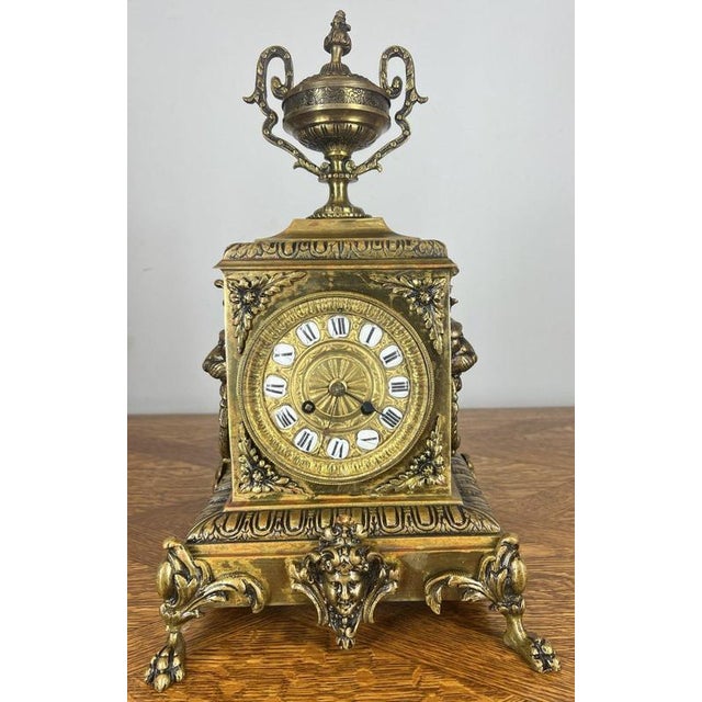 Vintage French Clock Garniture with Candelabras, Set of 3 For Sale - Image 4 of 18