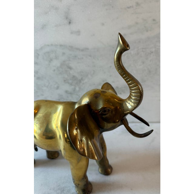 Large Vintage Solid Brass Elephant For Sale - Image 10 of 12