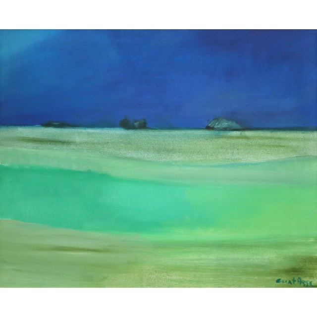 Mid-Century Modern 'Where the Sky Deepens' Swedish Original Abstract Landscape Oil Painting, Framed For Sale - Image 12 of 13