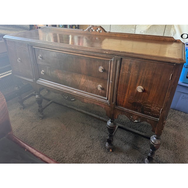 Rustic European Late 19th Century Mahogany Buffet Period Piece For Sale - Image 3 of 3