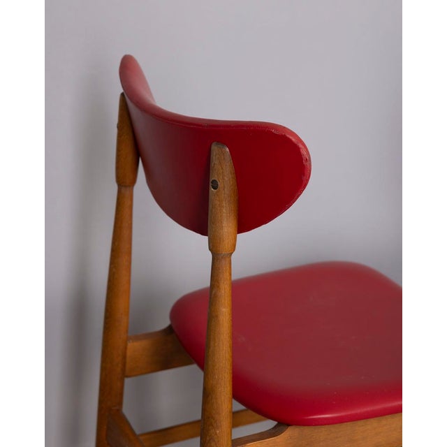 Wood Vintage Italian Chairs in Wood and Leather, 1960s, Set of 2 For Sale - Image 7 of 14