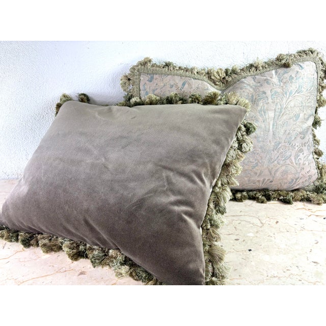 Vintage Handcrafted Tasseled Italian Fortuny Pillows/a Pair For Sale In Philadelphia - Image 6 of 11