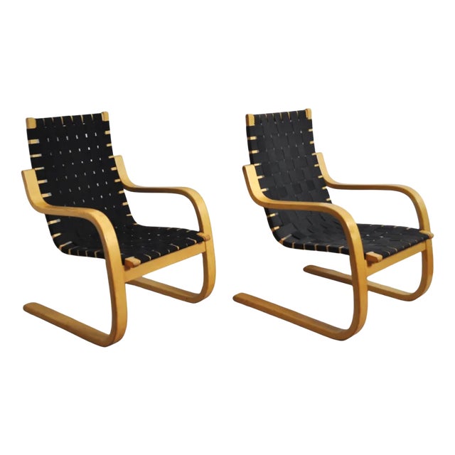 Model 406 Lounge Chairs by Alvar Aalto for Artek, Set of 2 For Sale