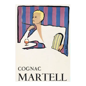 1954 French Mid-Century Alcohol Advertisement Print- Cognac Martell