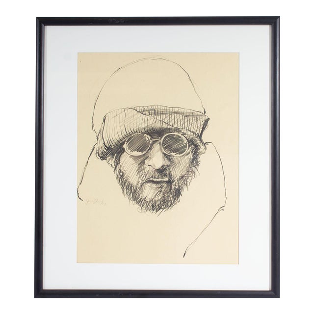 1967 Charcoal Portrait Drawing by James L. Bruch For Sale