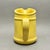 This charming vintage ceramic pitcher features a vibrant, sunny yellow glaze with an unglazed stylized tulip flower design...