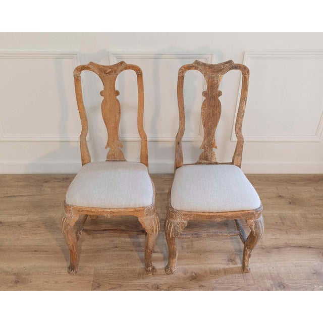 Wood Pair of Swedish Rococo Chairs with Traces of Original Paint, Circa 1770 For Sale - Image 7 of 13