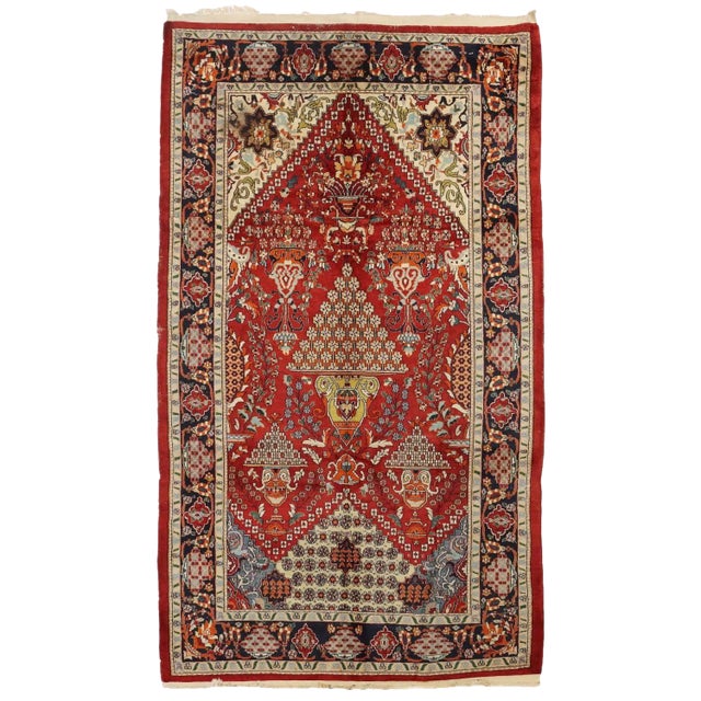 Antique Lahore Rug in Cotton & Wool, India For Sale