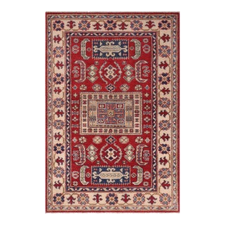 Southwestern Kazak Red/Beige Wool Rug - 3'1''x5'0'' For Sale