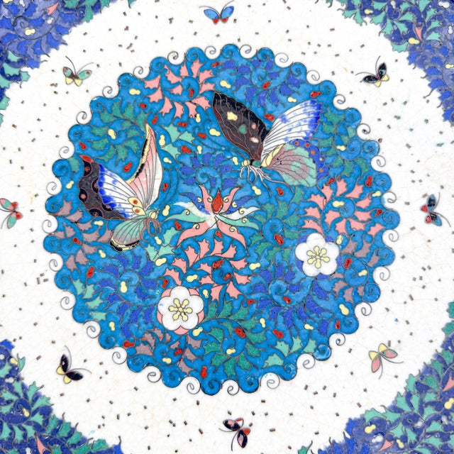 Japanese Meiji Porcelain and Cloisonné Enamel Dish For Sale - Image 5 of 12