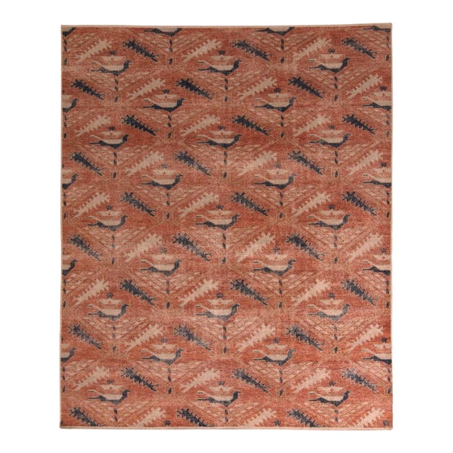 Rug & Kilim’s Oversized Distressed Ave Rug in Rust and Navy, 12x18 For Sale