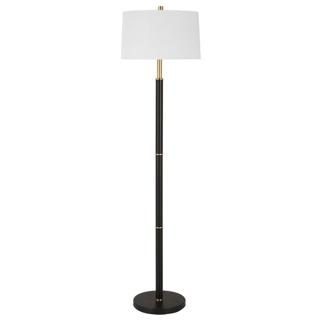 Black & Brass Thin Column Floor Lamp For Sale - Image 4 of 6