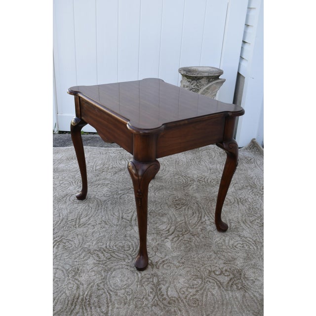 Vintage Harvest House Cherrywood Queen Anne Style Side Table W/Drawer For Sale - Image 4 of 12