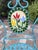 French Country Vintage Turquoise Iron Garden Bistro Set With Floral Mosaic Folding Chairs For Sale - Image 3 of 12