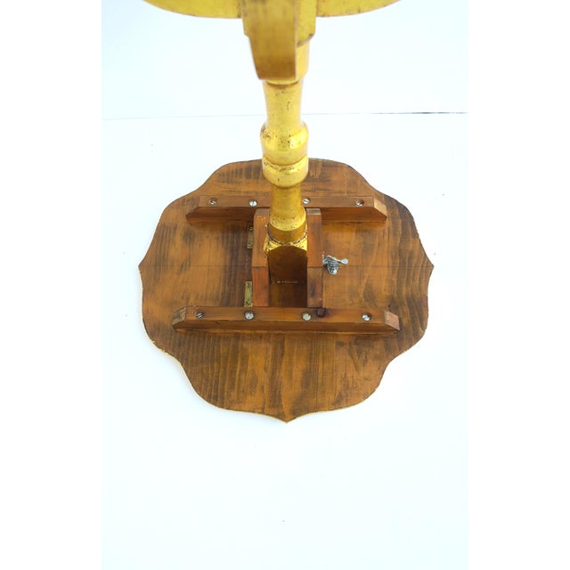 Gold Giltwood Scalloped Side Accent Table With Floral Top, Late 20th Century For Sale - Image 15 of 15
