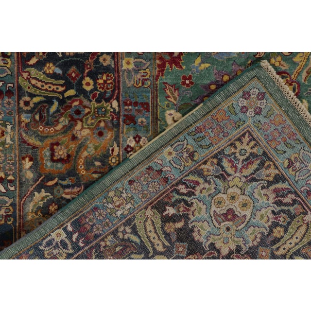 Textile Rug & Kilim’s Classic Garden Style Rug in Green, Blue and Polychromatic Florals For Sale - Image 7 of 7