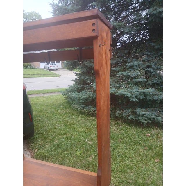 Auburn Vintage Butcher Block Work Table, With Hanging Rack, on Brass Castors For Sale - Image 8 of 15