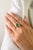 Retro-Inspired 3.47Ct Pear Cut Emerald & Diamond Statement Ring Size 5.5 in 18k Gold For Sale - Image 4 of 14
