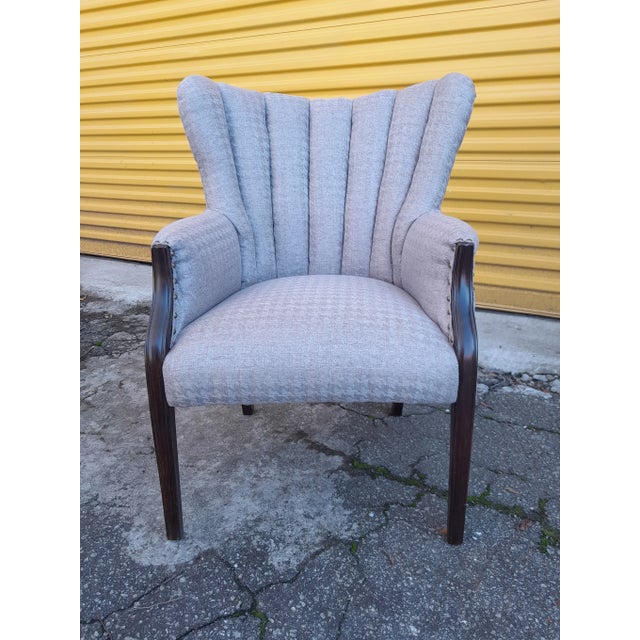 1920s 1920s Restored and Recovered Queen Ann Channel Wing Back Chair For Sale - Image 5 of 5