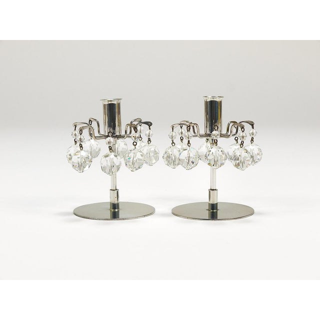 Candleholders with Faceted Swarovski Crystals from J.L. Lobmeyr, Vienna, 1980s, Set of 2 For Sale - Image 6 of 14
