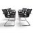 An impressive set of six Matteo Grassi Visitor Chairs, where black saddle leather and gleaming chrome create a striking,...