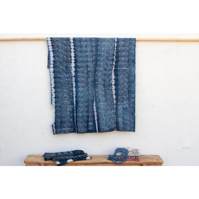 Diamond Maze Indigo Mud Cloth Throw For Sale In Los Angeles - Image 6 of 6