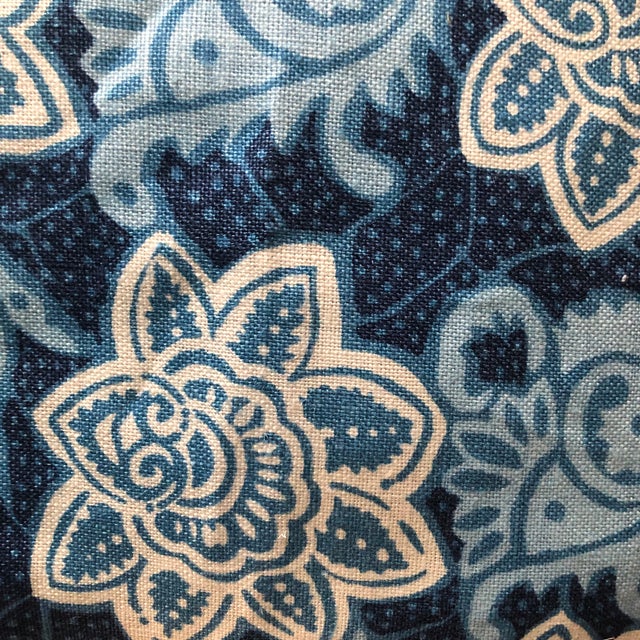 Tyler Hall Linen Blue & White Pillow For Sale - Image 4 of 5