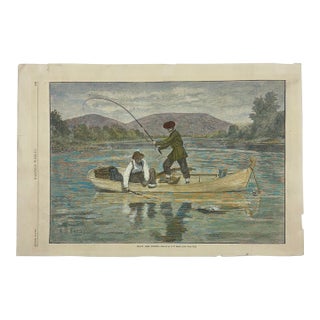 Black Bass Fishing After Ab Frost Original Print, 1882 For Sale