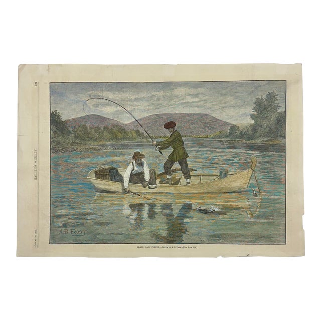 Black Bass Fishing After Ab Frost Original Print, 1882 For Sale