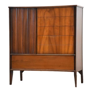 1960s Tall Walnut Dresser by Strata Unagusta For Sale