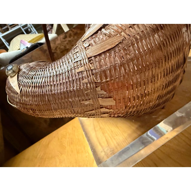 Wood Mid 20th Century Large Woven Wicker Bird Basket For Sale - Image 7 of 12