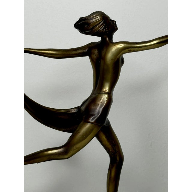 Original Art Deco Bronze Sculpture Dancing Graceful Ballerina by Josef Lorenz Circa 1925 on Onyx Plinth For Sale - Image 9 of 12