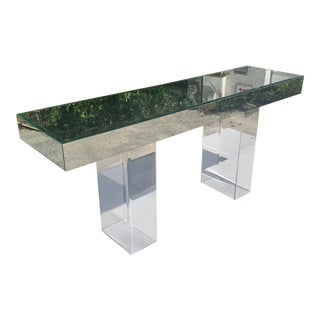 Vintage Mirror and Lucite Console Table For Sale