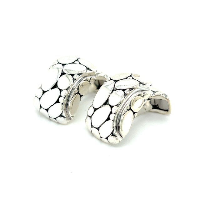 1990s Pair of John Hardy Estate Men Cufflinks Sterling Silver For Sale - Image 4 of 11