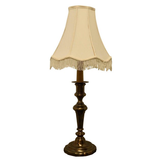 Large French Brass Candleholder Table Lamp, 1920s For Sale - Image 6 of 6