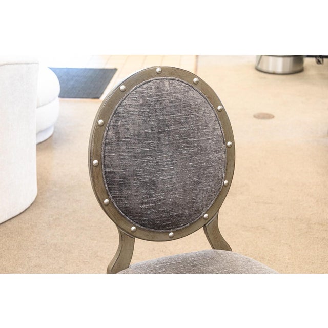 Contemporary Contemporary Modern Restoration Hardware Fabric Upholstered Wooden Accent Chair For Sale - Image 3 of 9