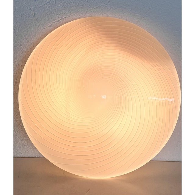 Metal Mid-Century Italian Murano Glass Flush Mount with Swirl Glass, 1970s For Sale - Image 7 of 17